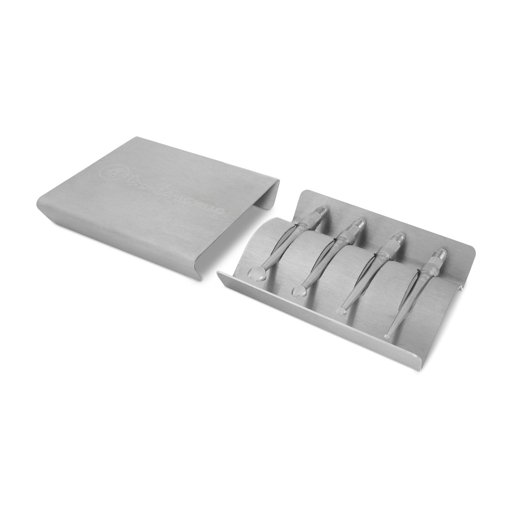 Dentanomic Periostelevator Set bestehend aus 4 Periostelevator Klingen (2, 4, 6 und 8 mm) + Sterilisationsbehälter