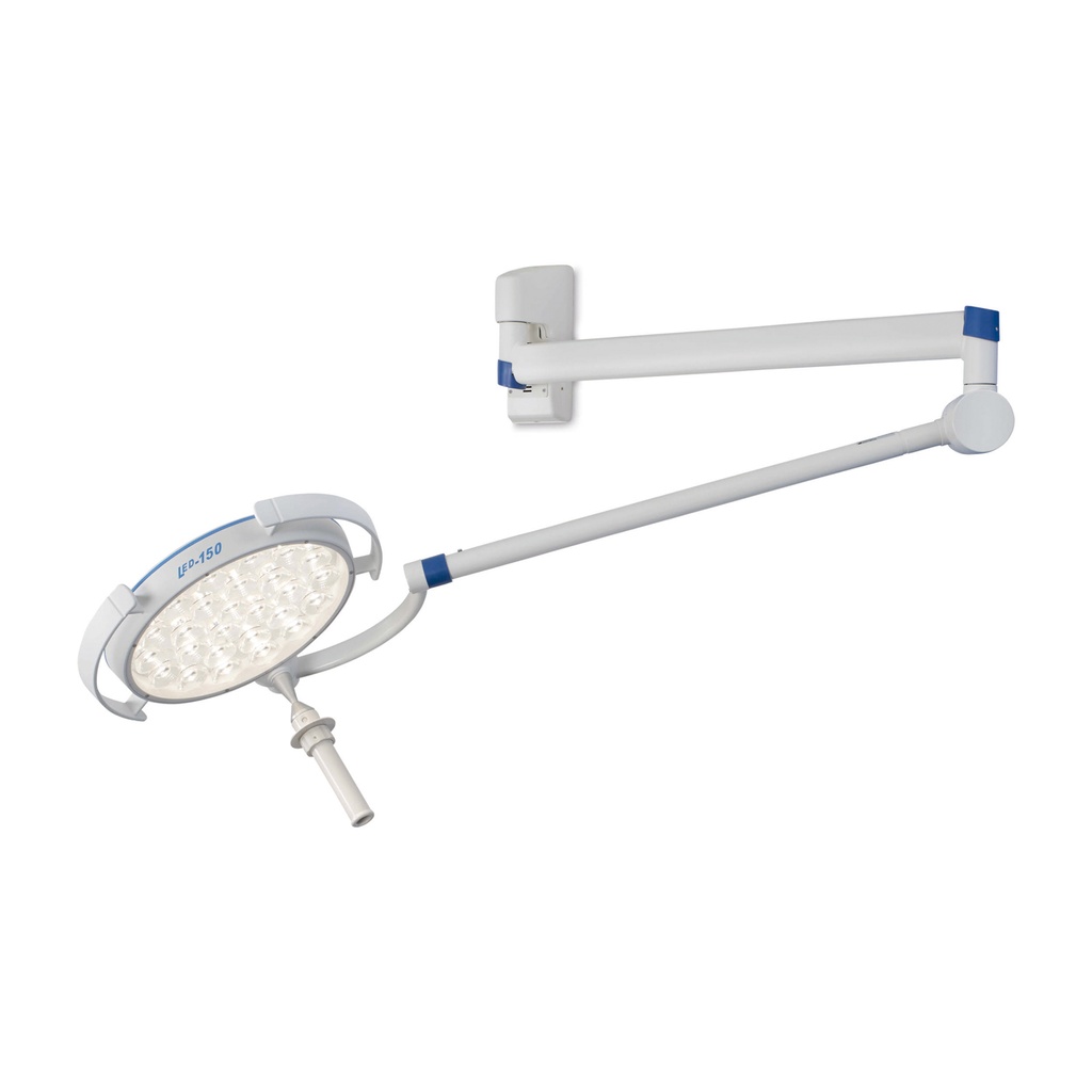 Lampada Dr Mach LED 150FP, braccio swing modello a parete, 130.000 lux fuoco variabile