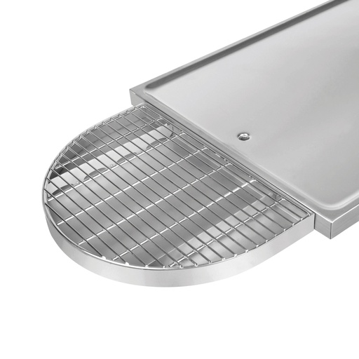 [605102] Plateau dentaire arrondi avec bac collecteur et grille pour tables d'opération EICKEMEYER® avec plateau embouti